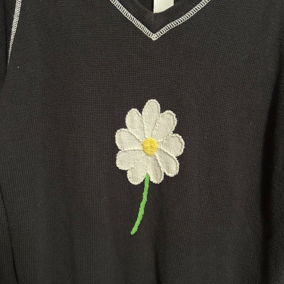 The Quacker Factory Cotton Sweater with White Flower - Picture 4 of 5